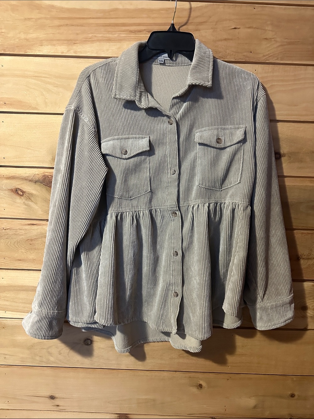Wishlist Apparel Corduroy Peplum long sleeve Shirt Size S/M